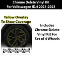 Vinyl Chrome Delete Side Badge Wheel Rim Blackout Decal Stickers Overlay Film Fits Volkswagen ID.4 2021-2024