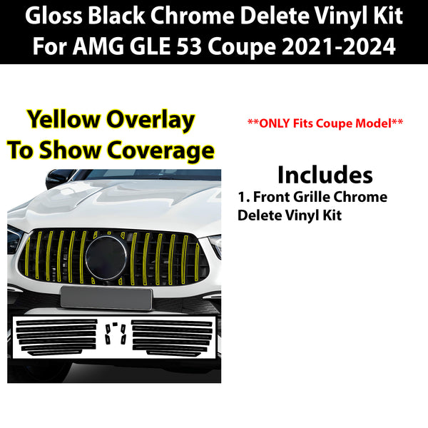 Vinyl Chrome Delete Side Window Trim Wheel Front Grille Blackout Decal Stickers Overlay Film Fits Mercedes Benz GLE Coupe 2021-2024