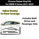 Vinyl Chrome Delete Blackout Decal Stickers Dechrome Overlay Film Fits BMW 4 Series 2021-2024