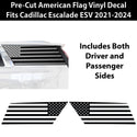 Quarter Window American Flag Vinyl Decal Stickers Fits Cadillac Escalade ESV 2021-2024