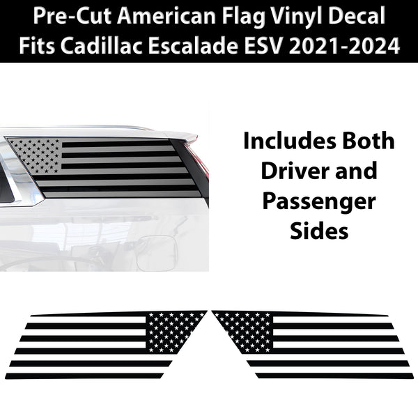 Quarter Window American Flag Vinyl Decal Stickers Fits Cadillac Escalade ESV 2021-2024