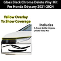 Vinyl Chrome Delete Front Grille Side Window Trim Blackout Decal Stickers Overlay Film Fits Honda Odyssey