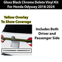 Vinyl Chrome Delete Front Grille Side Window Trim Blackout Decal Stickers Overlay Film Fits Honda Odyssey