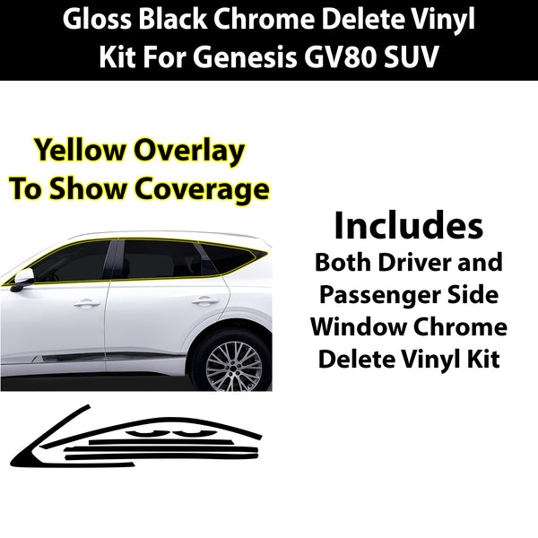 Genesis GV80 SUV Blackout Chrome Delete Kit – Precut Gloss Black Vinyl Overlays Film