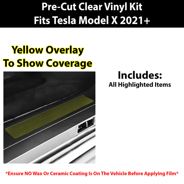 Fits Tesla Model X 2021 - 2024 Precut Door Sill Premium Paint Protection Film PPF Decal Film Kit, Gloss Black Carbon Fiber - Bogar Tech Designs