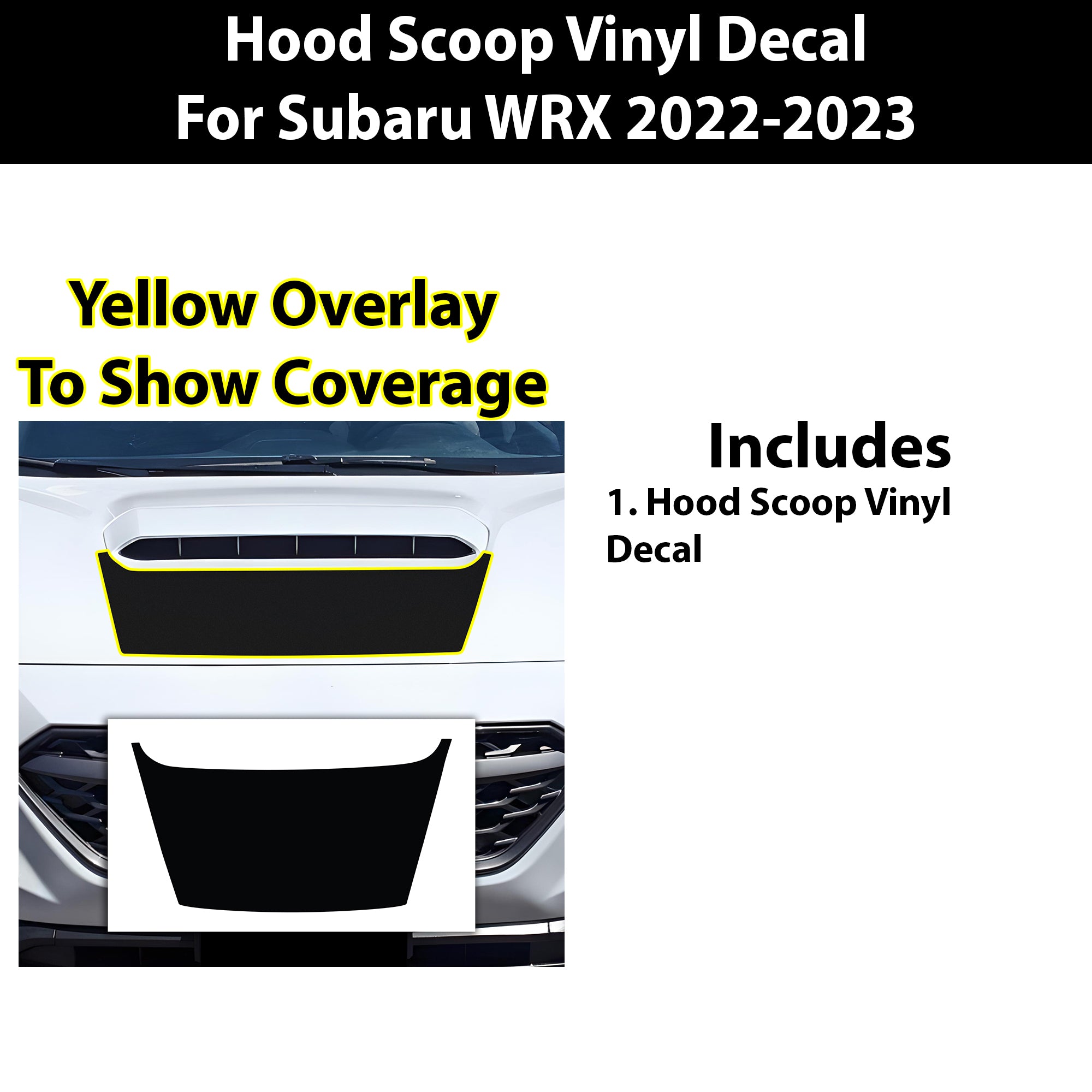 Hood Scoop Vinyl Overlay Decal Stickers Fits Subaru WRX 2022 - 2024 - Bogar Tech Designs