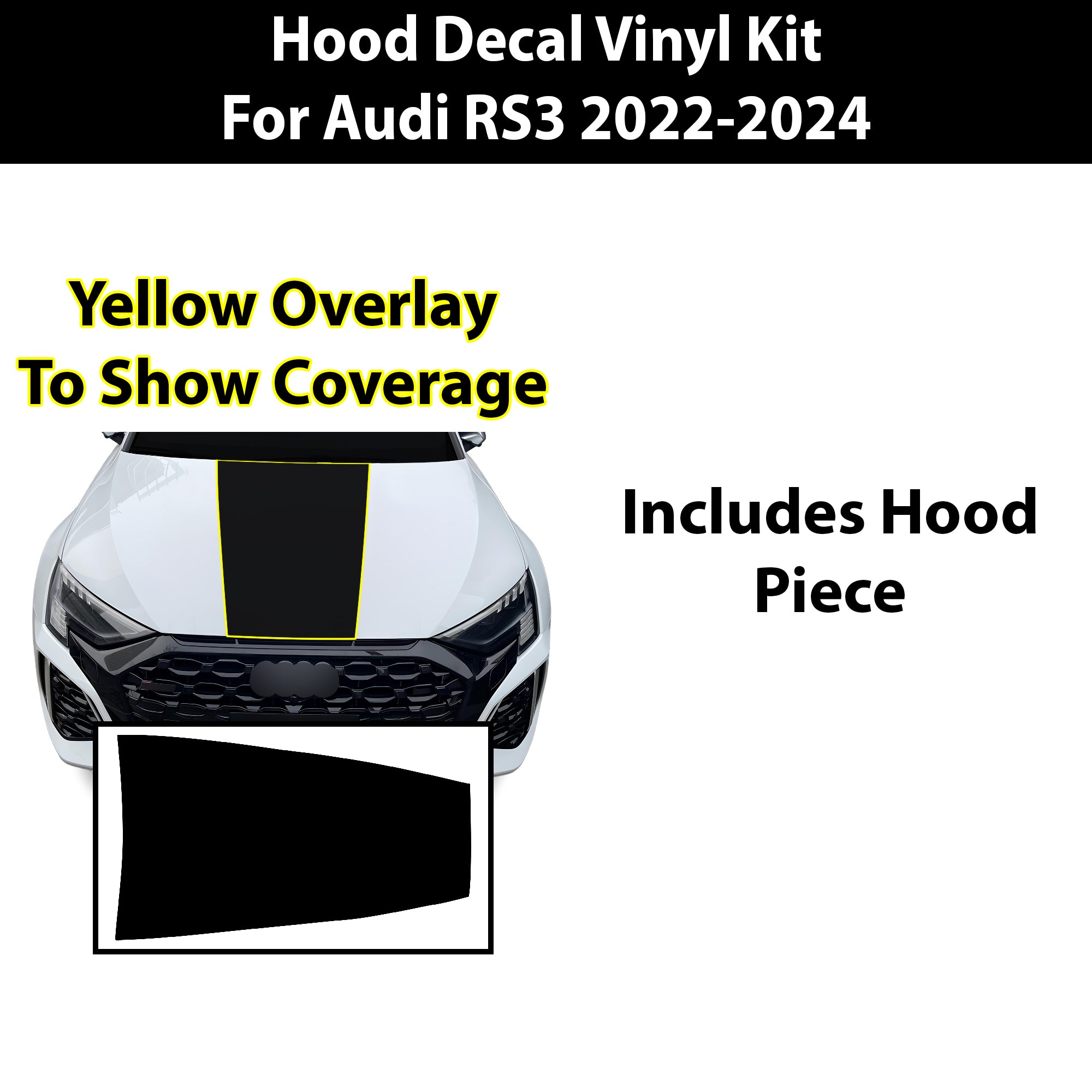 Vinyl Middle Hood Side Skirt Blackout Decal Stickers Overlay Film Fits Audi A3 S3 RS3 2022 - 2024 - Bogar Tech Designs