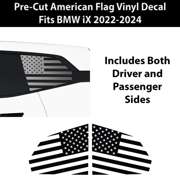 Quarter Window American Flag Vinyl Decal Stickers Fits BMW iX 2022-2024