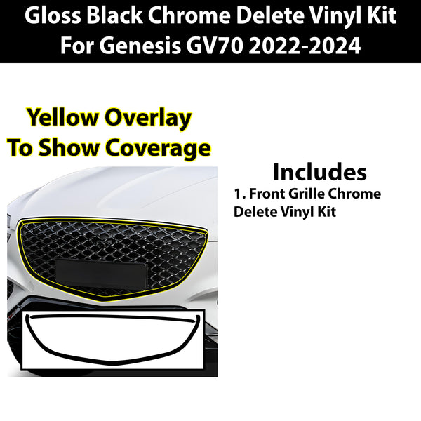 Vinyl Chrome Delete Side Window Trim Blackout Decal Stickers Overlay Film Fits Genesis GV70 2022-2024