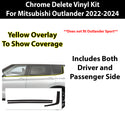 Vinyl Chrome Delete Grille Side Window Rear Blackout Decal Stickers Overlay Film Fits Mitsubishi Outlander 2022-2024