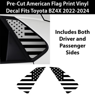 Quarter Window American Flag Vinyl Decal Stickers Fits Toyota BZ4X 2022-2024