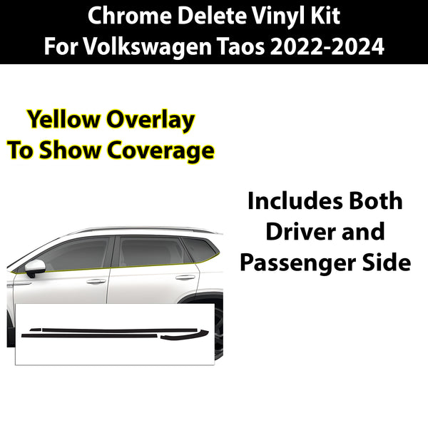 Vinyl Chrome Delete Grille Side Window Blackout Decal Stickers Overlay Film Fits Volkswagen Taos 2022-2024