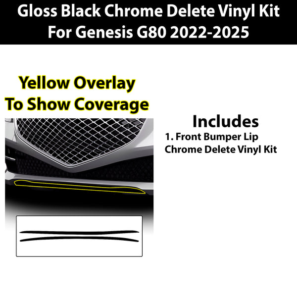 Vinyl Chrome Delete Grille Blackout Decal Stickers Overlay Film Fits Genesis G80 2022-2025