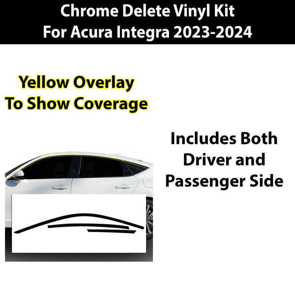 Vinyl Chrome Delete Side Window Blackout Decal Stickers Overlay Film Fits Acura Integra 2023-2024