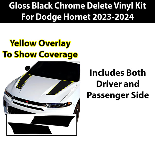 Vinyl Middle Hood Side Blackout Decal Stickers Overlay Film Fits Dodge Hornet 2023-2025