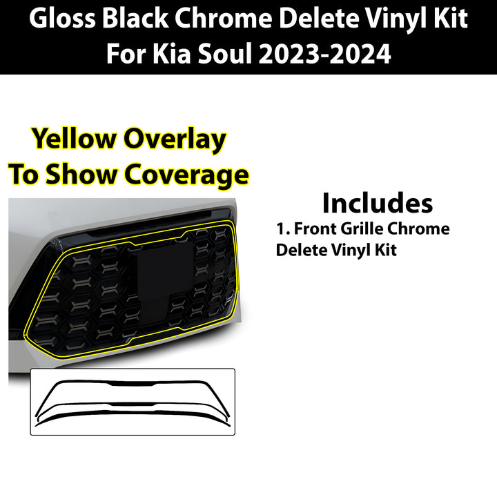 Vinyl Chrome Delete Grille Bezel Blackout Decal Stickers Overlay Film Fits Kia Soul 2023 - 2024 - Bogar Tech Designs