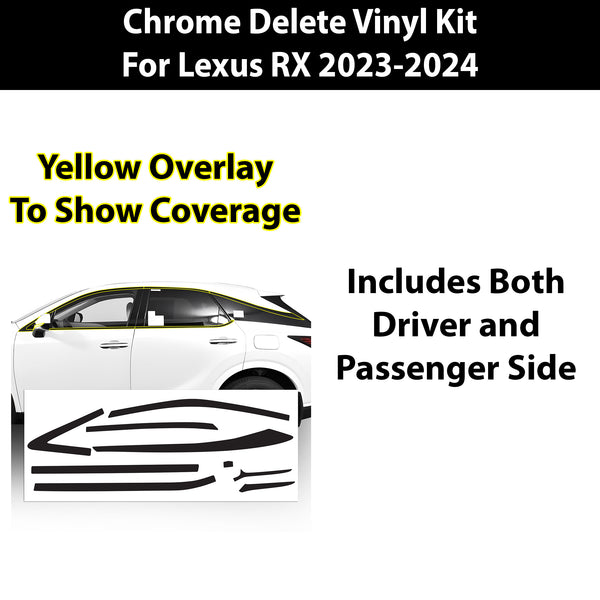 Vinyl Wrap Chrome Delete Grille Side Window Blackout Decal Stickers Overlay Film Fits Lexus RX 2023-2024