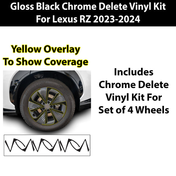 Vinyl Chrome Delete Wheel Blackout Decal Stickers Cover Overlay Fits Lexus RZ 2023-2024