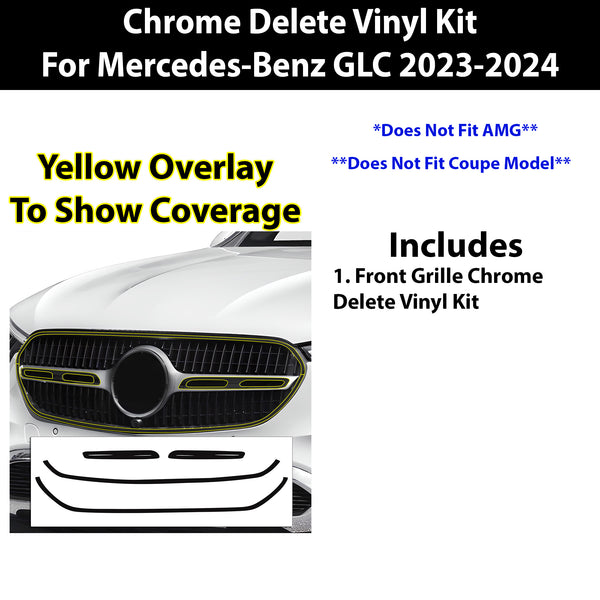 Vinyl Chrome Delete Grille Side Window Rear Rim Blackout Decal Stickers Overlay Film Fits Mercedes-Benz GLC