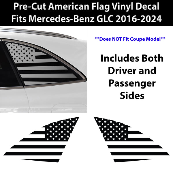 Quarter Window American Flag Vinyl Decal Stickers Fits Mercedes-Benz GLC 2016-2024