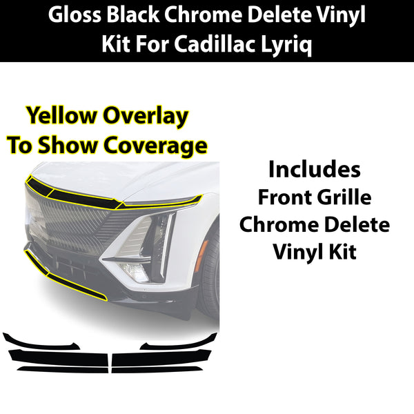 Cadillac Lyriq 2023-2026 Blackout Chrome Delete Kit - Precut Gloss Black Vinyl Overlays