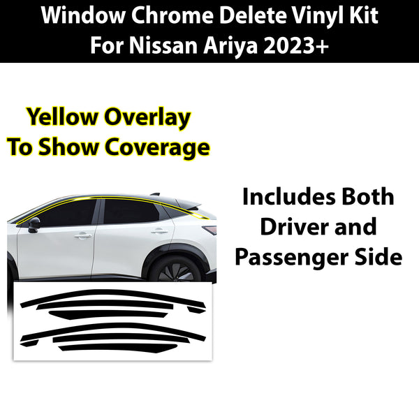 Vinyl Chrome Delete Side Window Blackout Decal Stickers Overlay Film Fits Nissan Ariya 2023