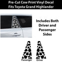 Animal Leopard Cheetah Cow Window Vinyl Decal Stickers Fits Toyota Grand Highlander 2024 2025 2026 2027