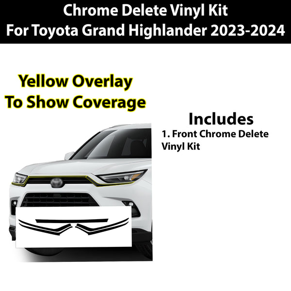 Vinyl Chrome Delete Grille Side Window Blackout Decal Stickers Overlay Film Fits Toyota Grand Highlander 2024 2025