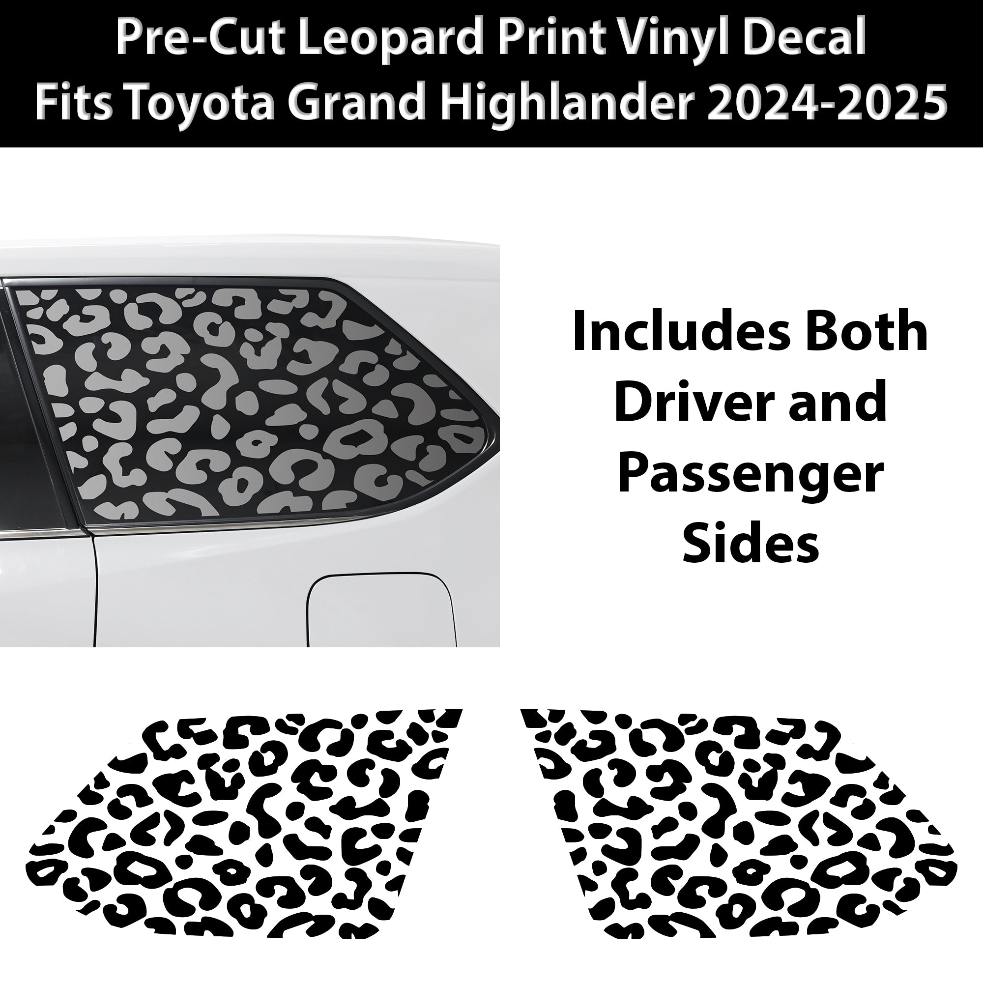 Animal Leopard Cheetah Cow Window Vinyl Decal Stickers Fits Toyota Grand Highlander 2024 2025 - Bogar Tech Designs