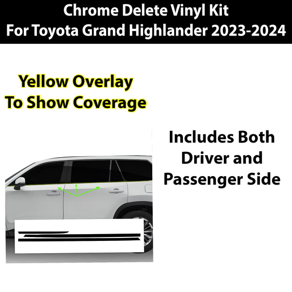 Vinyl Chrome Delete Grille Side Window Blackout Decal Stickers Overlay Film Fits Toyota Grand Highlander 2024 2025