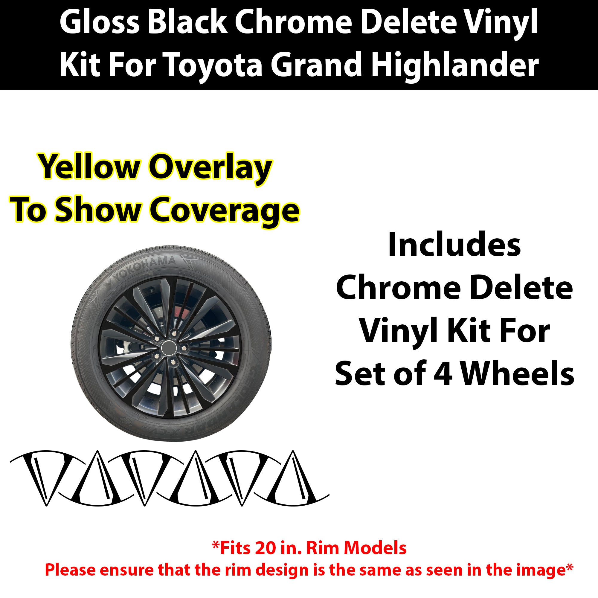 Toyota Grand Highlander 2024-2026 Blackout Chrome Delete Kit - Precut Gloss Black Vinyl Overlays