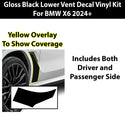 Side Vent Lower Vinyl Overlay Decal Stickers Fits BMW X6 2024