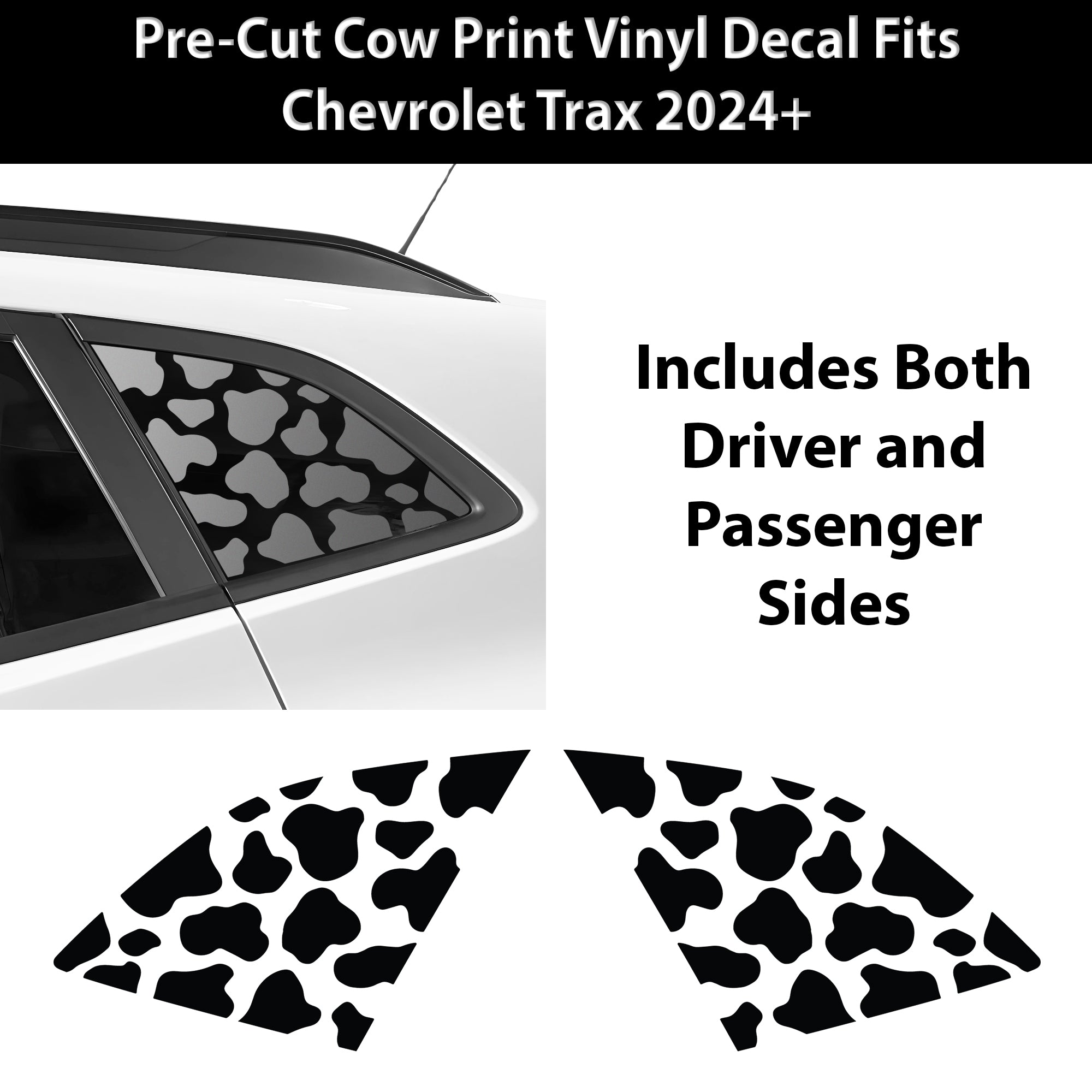 Fits Chevrolet Trax 2024 - 2025 Animal Leopard Cheetah Cow Window Vinyl Decal Stickers - Bogar Tech Designs