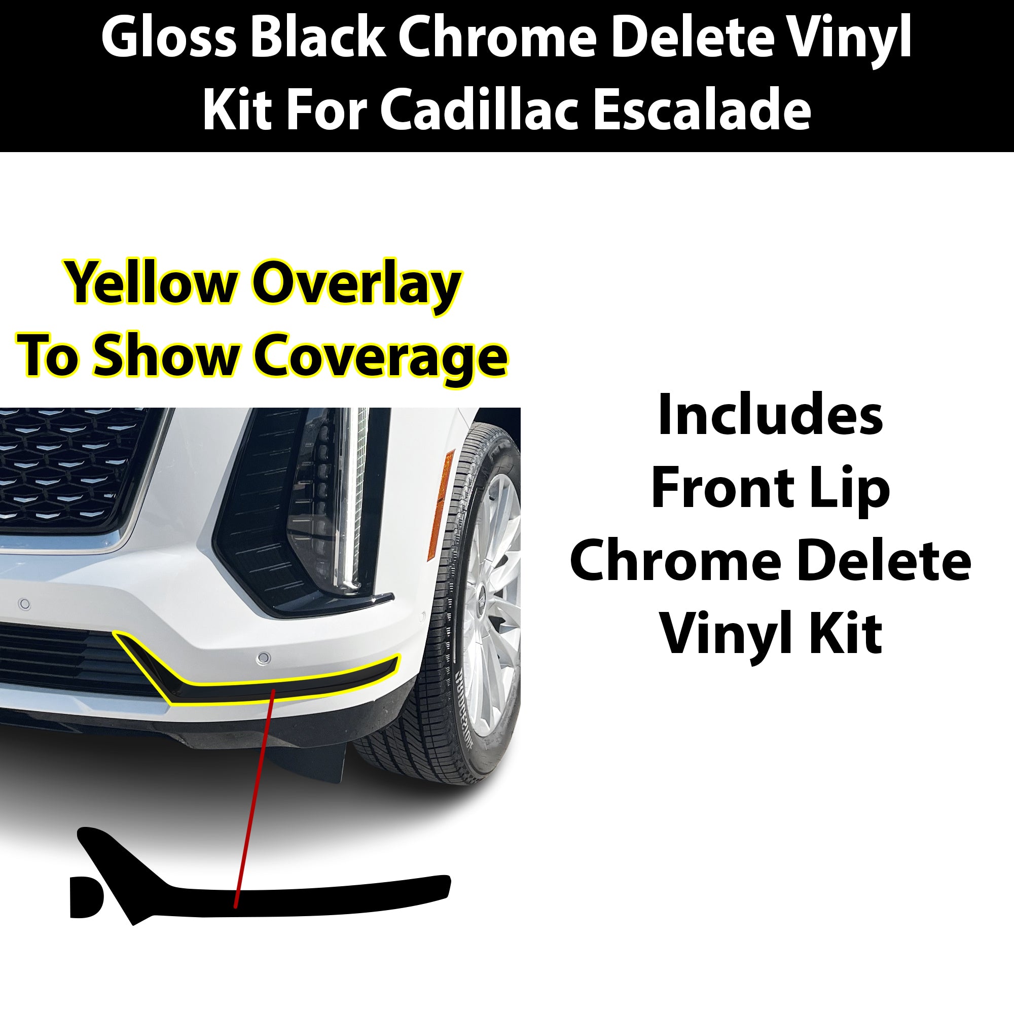 Cadillac Escalade 2021-2026 Blackout Chrome Delete Kit - Precut Gloss Black Vinyl Overlays
