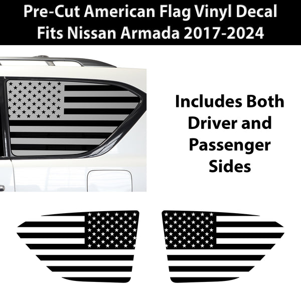 Quarter Window American Flag Vinyl Decal Stickers Fits Nissan Armada 2017-2024