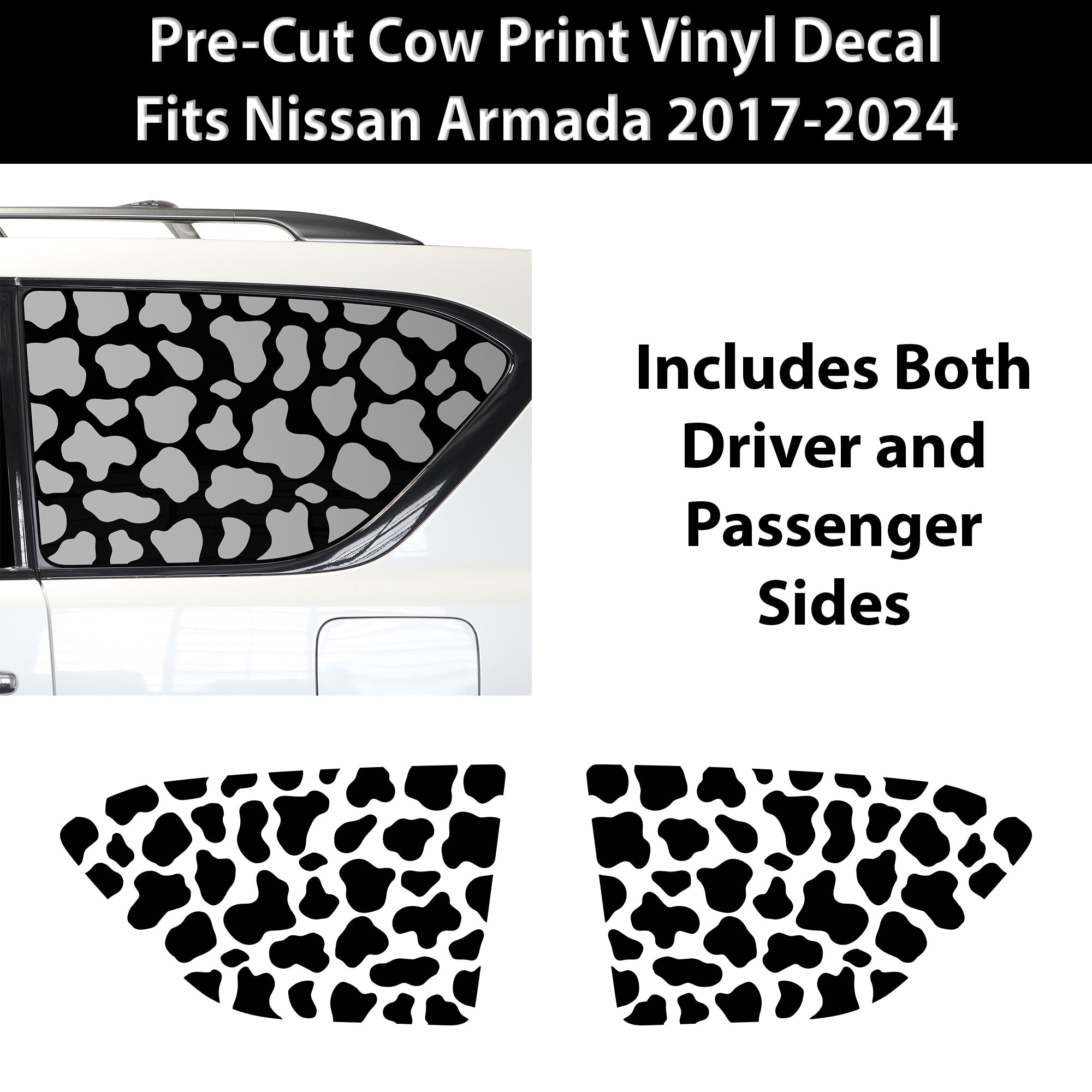 Animal Leopard Cheetah Cow Window Vinyl Decal Stickers Fits Nissan Armada 2017 - 2024 - Bogar Tech Designs