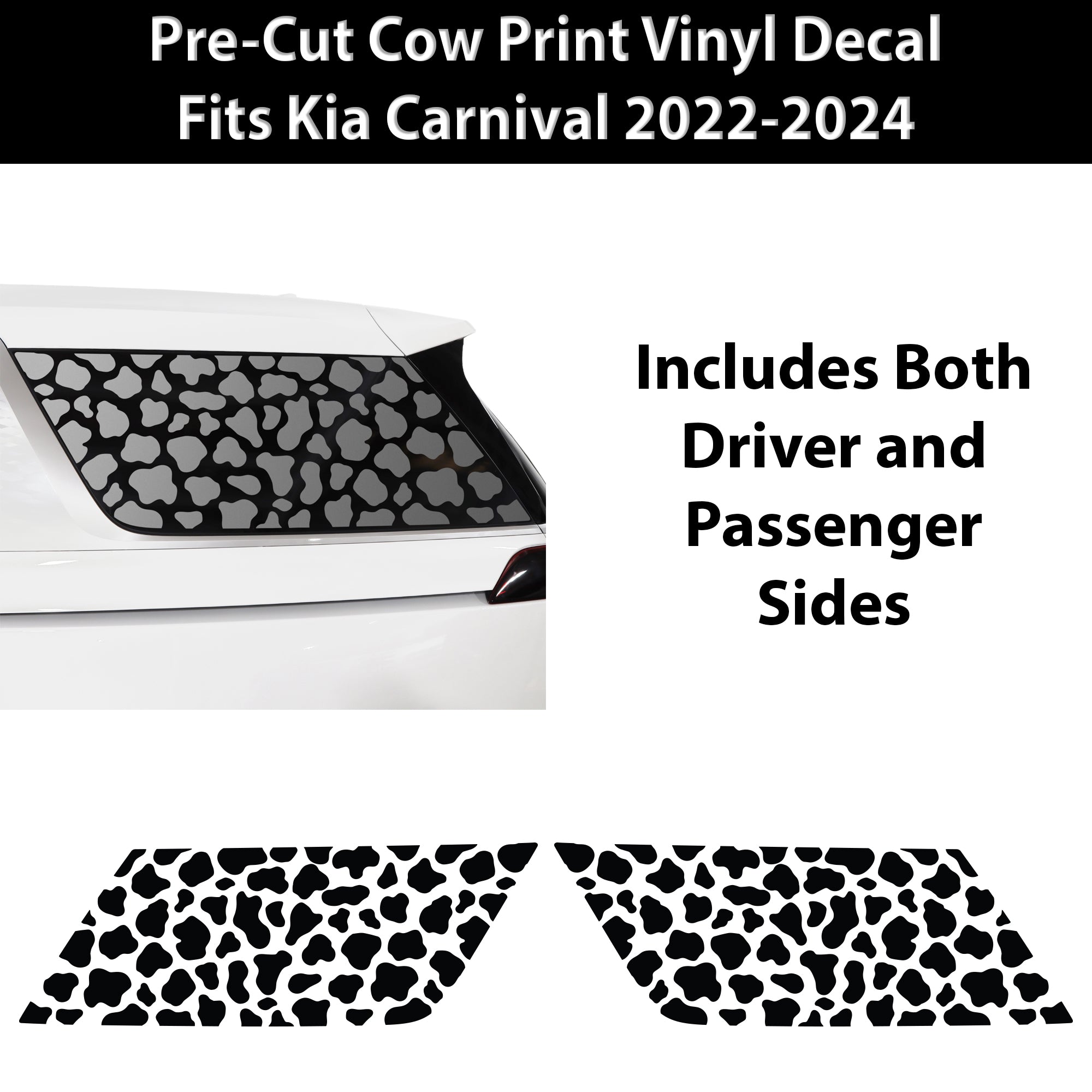 Animal Leopard Cheetah Cow Window Vinyl Decal Stickers Fits Kia Carnival 2022 - 2025 - Bogar Tech Designs