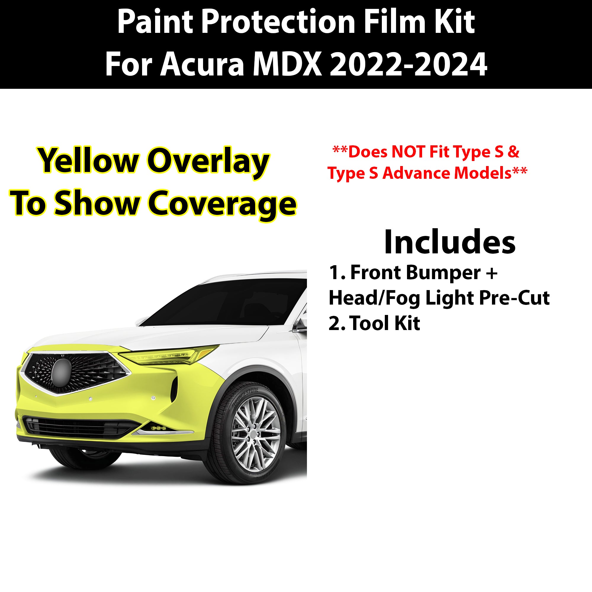Precut Premium Paint Protection Film Clear Bra PPF Decal Film Kit Cover Fits Acura MDX 2022 - 2024 - Bogar Tech Designs