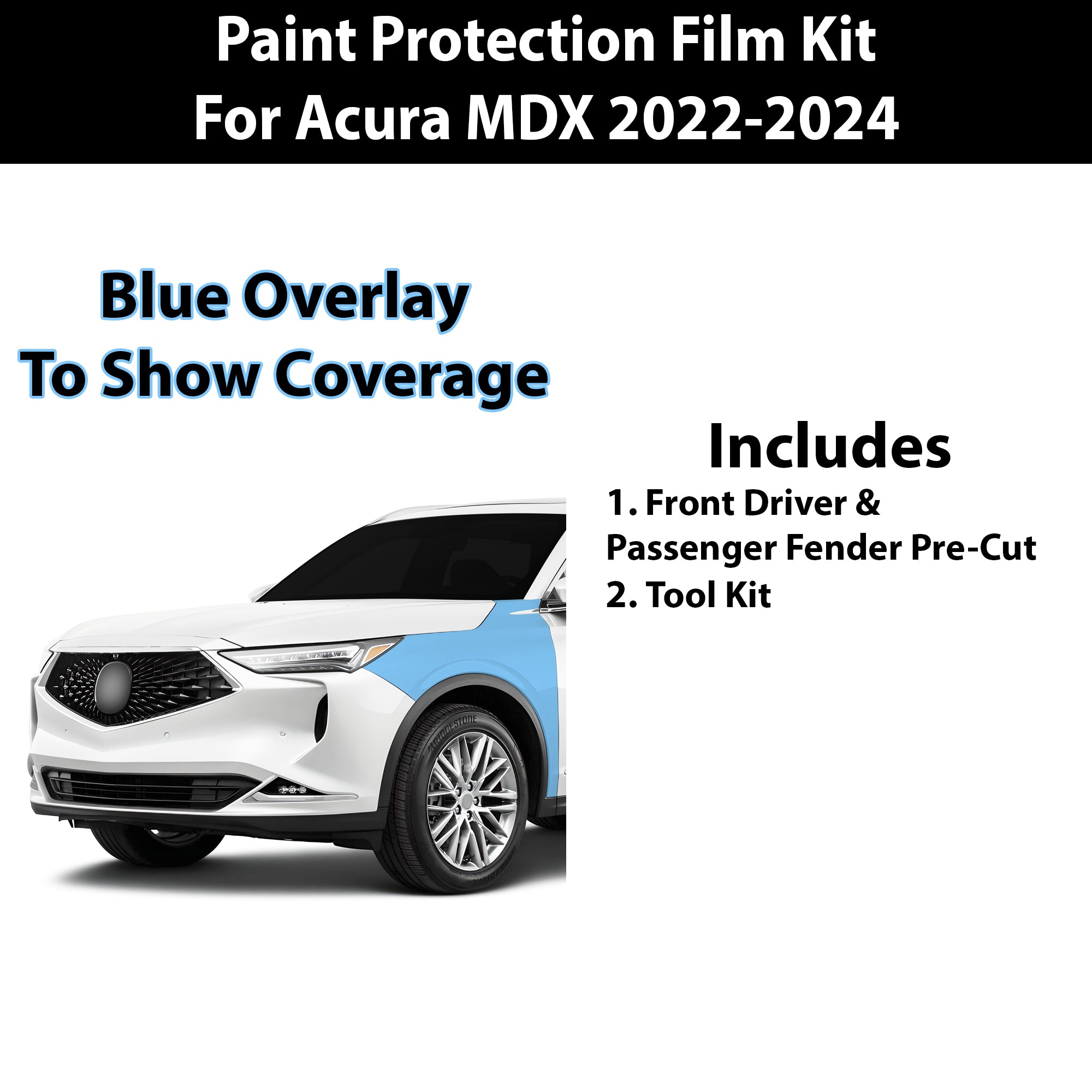 Precut Premium Paint Protection Film Clear Bra PPF Decal Film Kit Cover Fits Acura MDX 2022 - 2024 - Bogar Tech Designs
