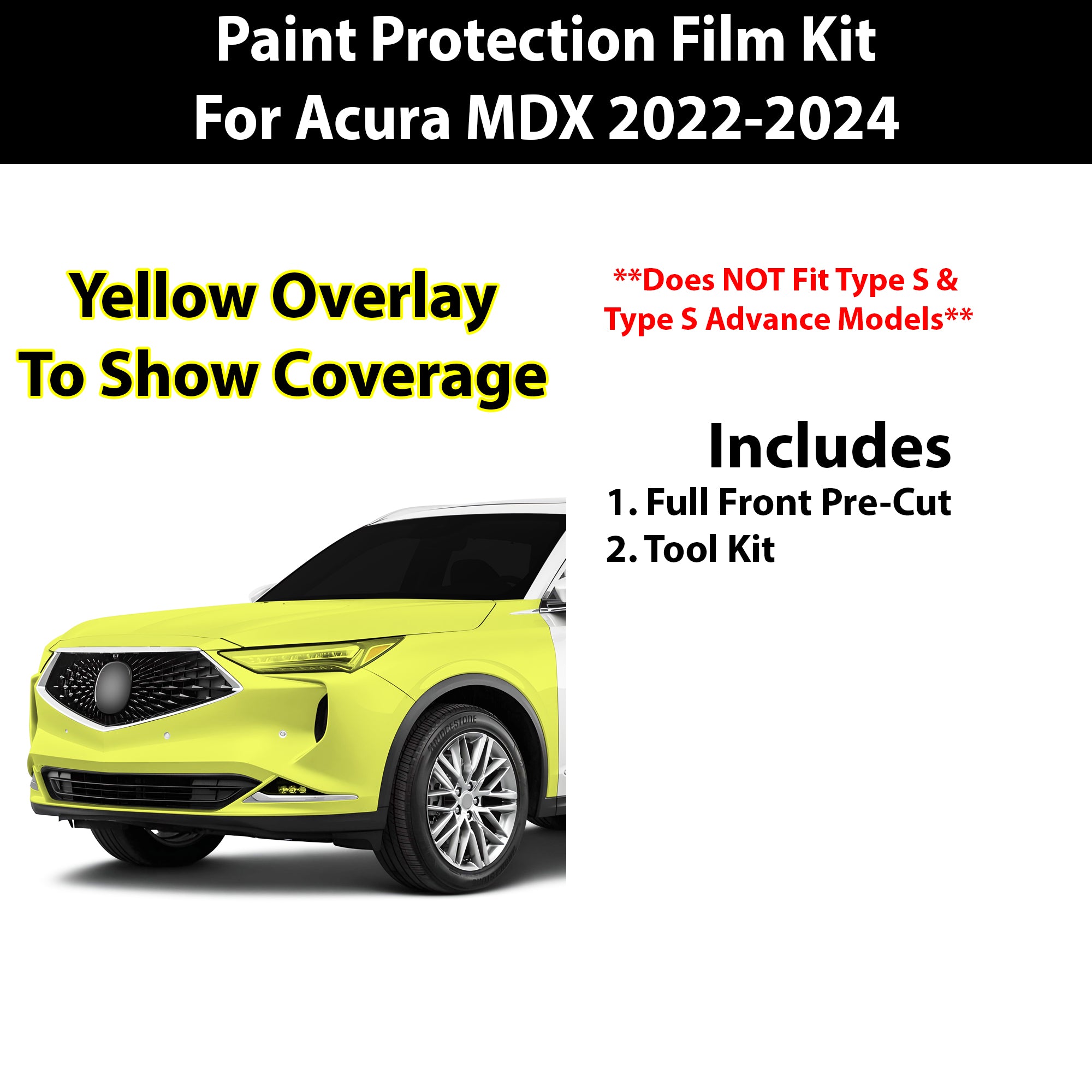 Precut Premium Paint Protection Film Clear Bra PPF Decal Film Kit Cover Fits Acura MDX 2022 - 2024 - Bogar Tech Designs