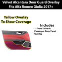 Fits Alfa Romeo Giulia 2024+ Alcantara Anti Kick Door Panel Protection Decal Stickers Overlay, Black Red Pink Yellow Purple