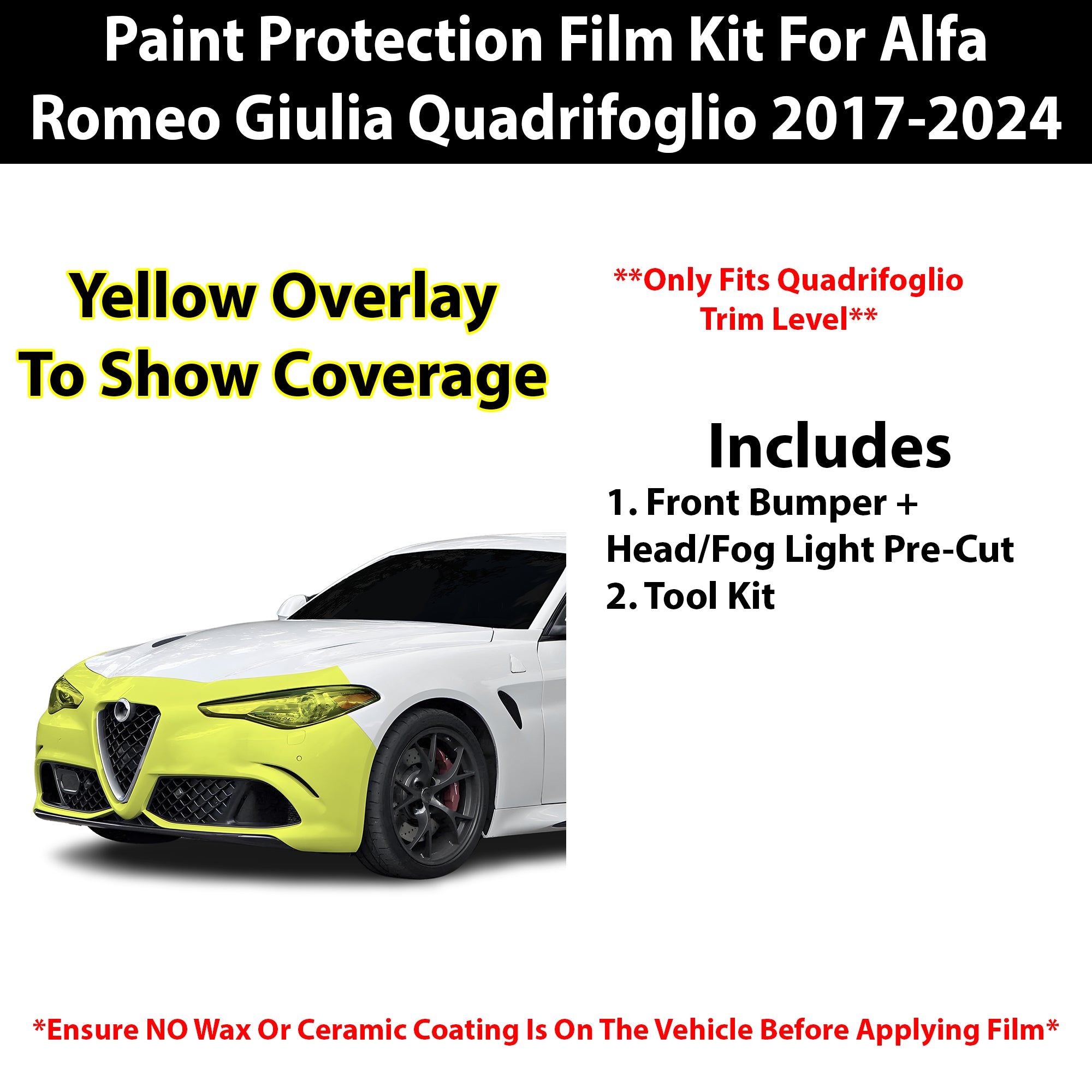 Fits Alfa Romero Giulia 2017+ Precut Premium Paint Protection Film Clear Bra PPF Decal Film Kit - Bogar Tech Designs