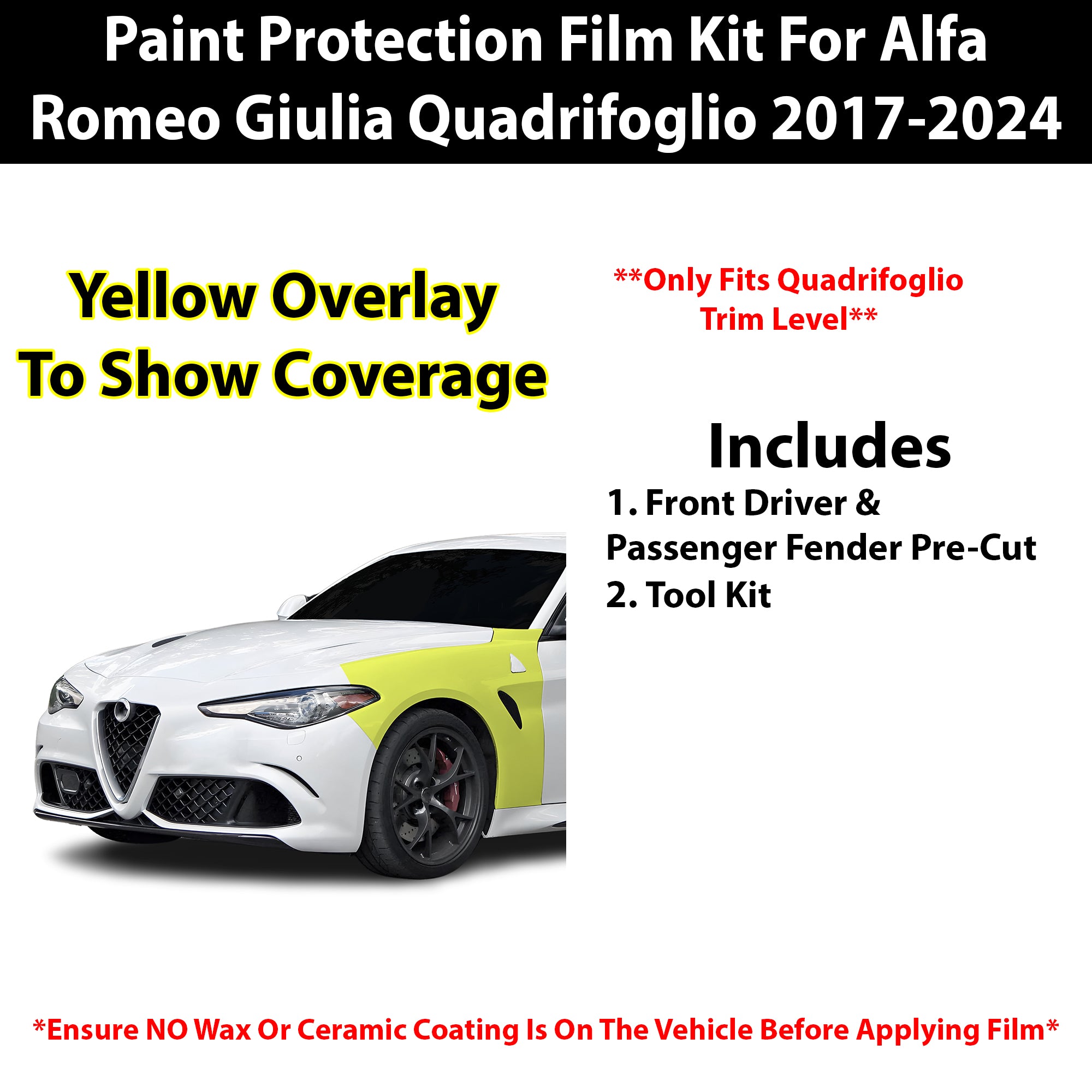 Fits Alfa Romero Giulia 2017+ Precut Premium Paint Protection Film Clear Bra PPF Decal Film Kit - Bogar Tech Designs