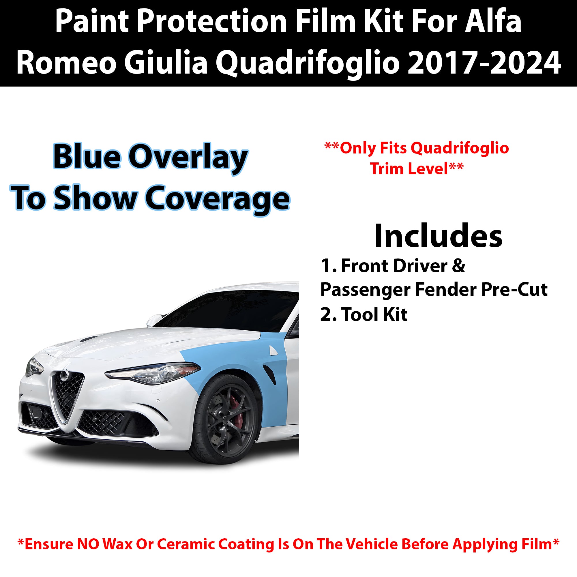Fits Alfa Romero Giulia 2017+ Precut Premium Paint Protection Film Clear Bra PPF Decal Film Kit - Bogar Tech Designs