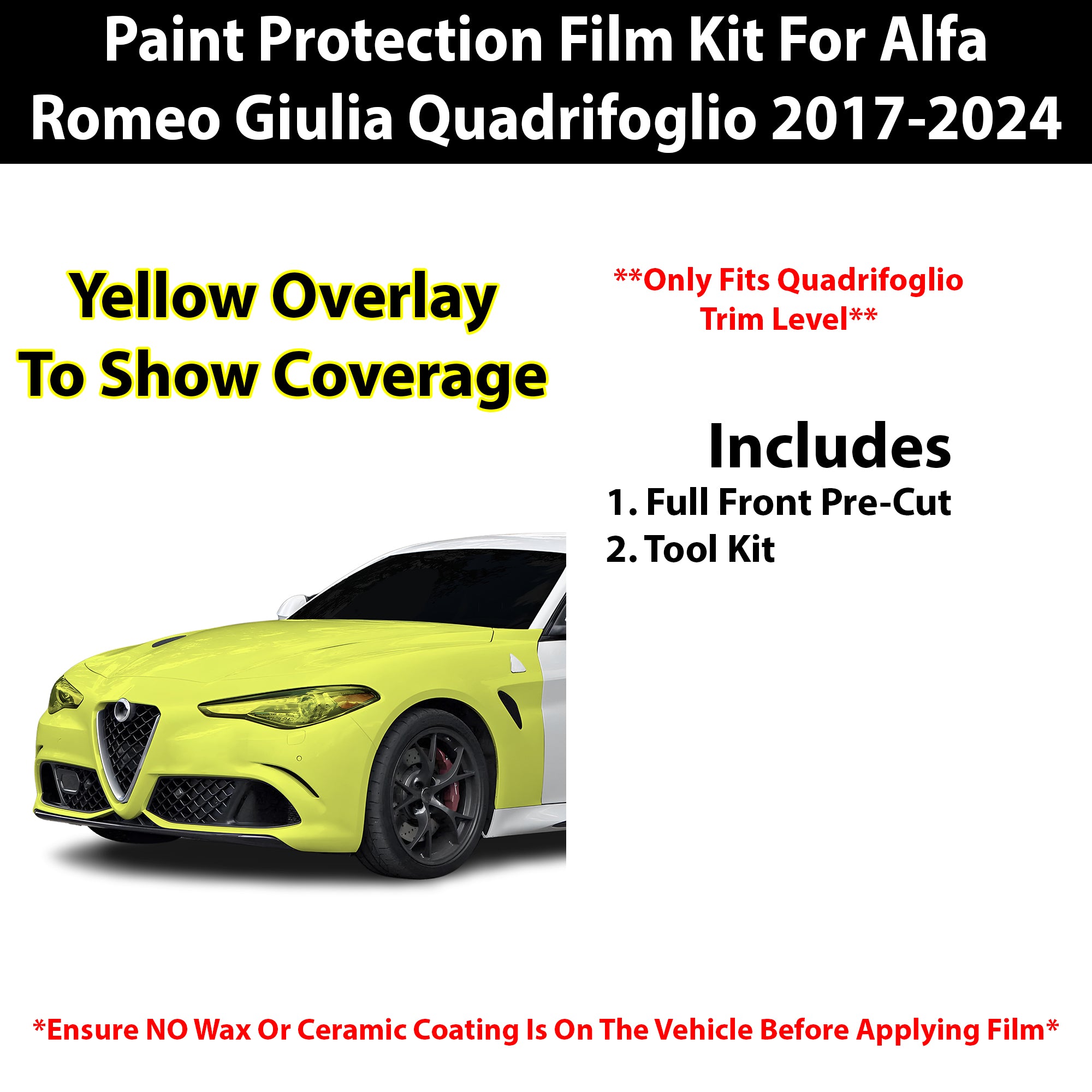 Fits Alfa Romero Giulia 2017+ Precut Premium Paint Protection Film Clear Bra PPF Decal Film Kit - Bogar Tech Designs
