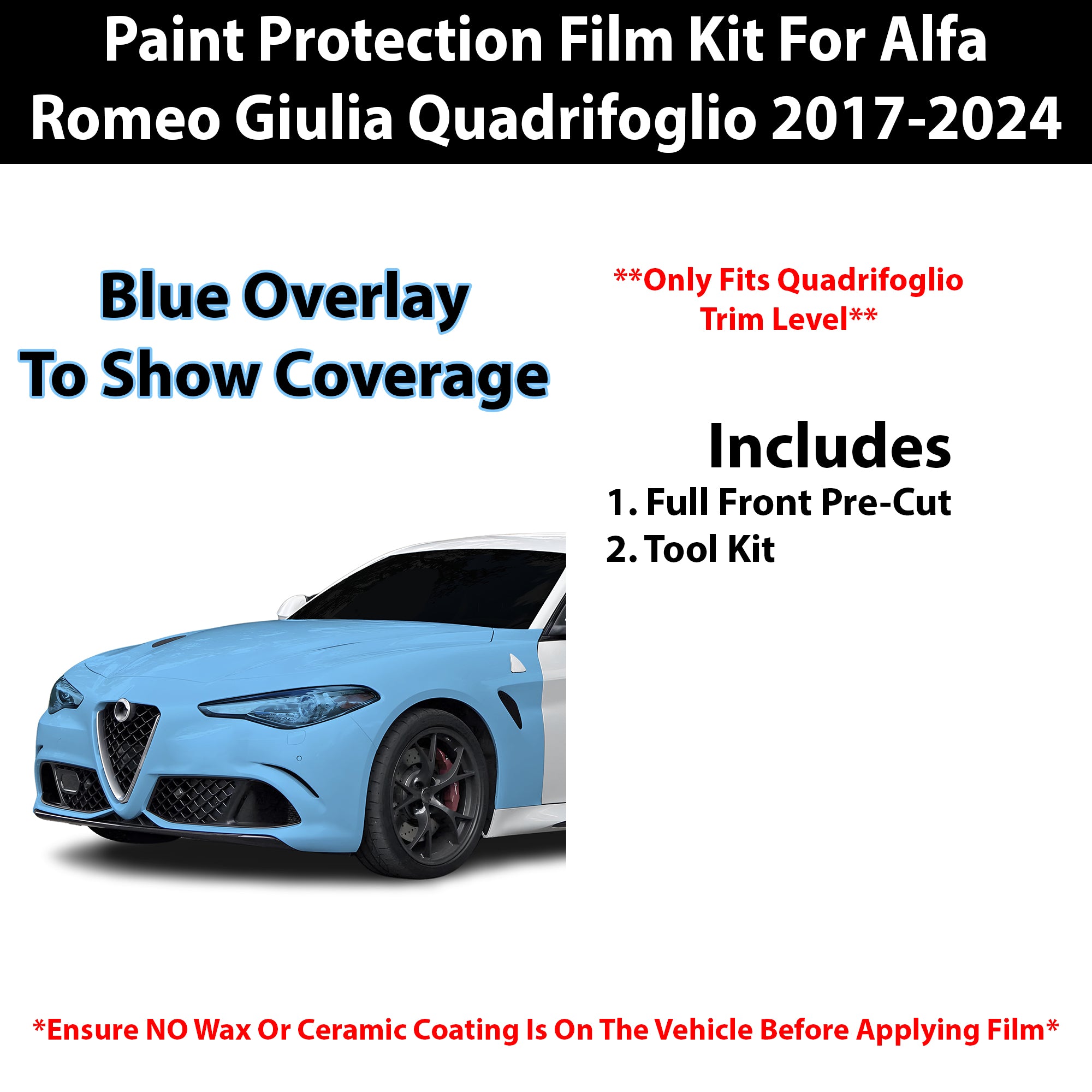 Fits Alfa Romero Giulia 2017+ Precut Premium Paint Protection Film Clear Bra PPF Decal Film Kit - Bogar Tech Designs