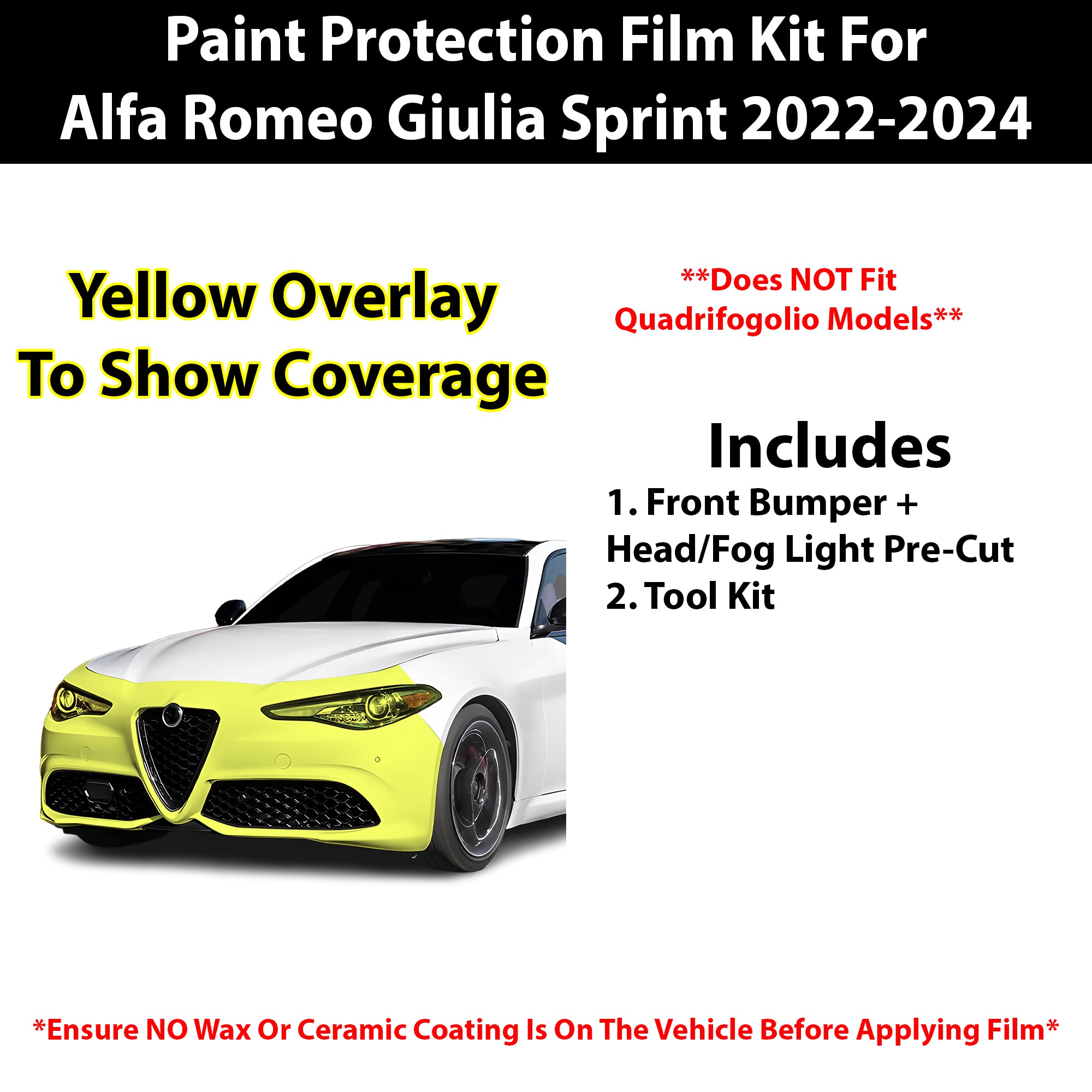 Fits Alfa Romeo Giulia 2022+ Precut Premium Paint Protection Film Clear Bra PPF Decal Film Kit - Bogar Tech Designs