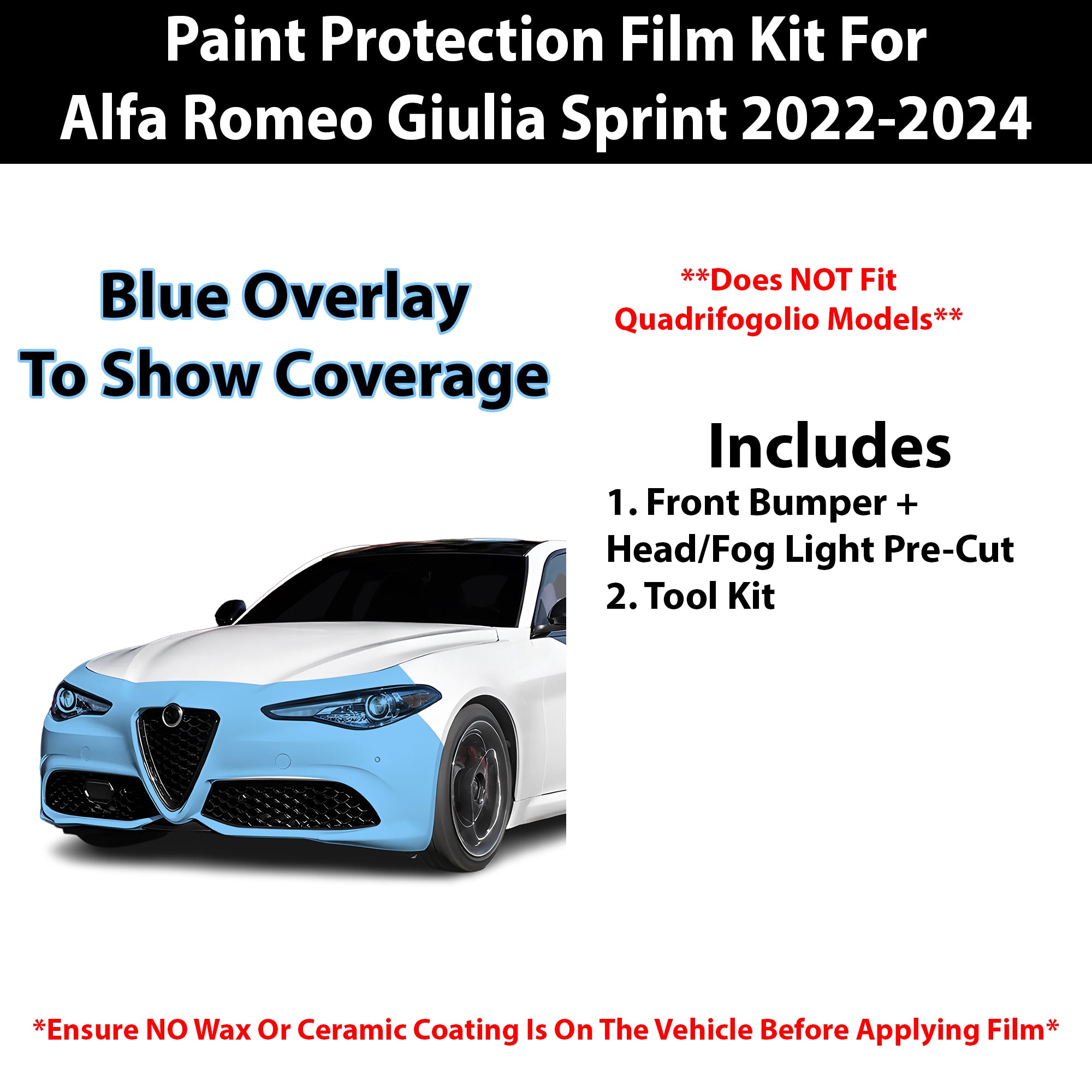 Fits Alfa Romeo Giulia 2022+ Precut Premium Paint Protection Film Clear Bra PPF Decal Film Kit - Bogar Tech Designs