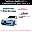 Fits Alfa Romeo Giulia 2022+ Precut Premium Paint Protection Film Clear Bra PPF Decal Film Kit