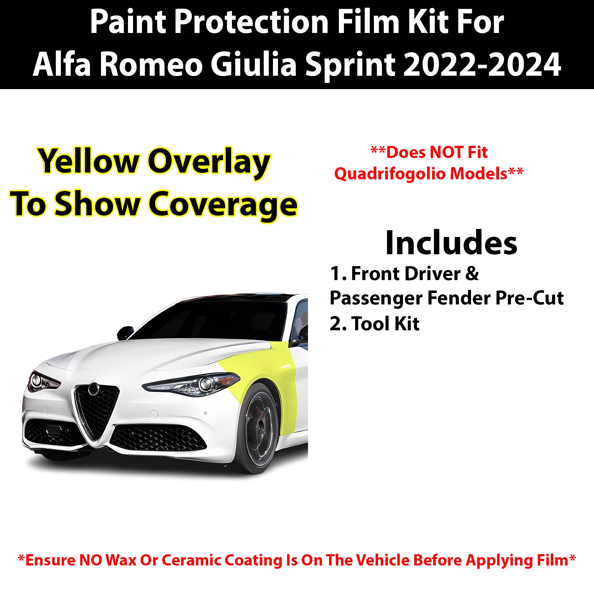 Fits Alfa Romeo Giulia 2022+ Precut Premium Paint Protection Film Clear Bra PPF Decal Film Kit - Bogar Tech Designs